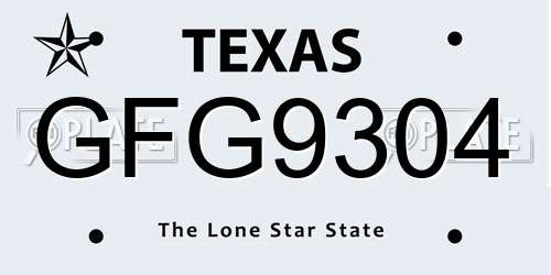 GFG9304 Texas License Plate