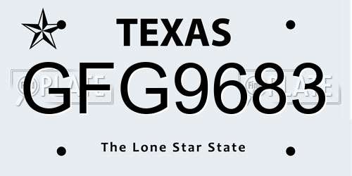 GFG9683 Texas License Plate