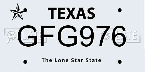 GFG976 Texas License Plate