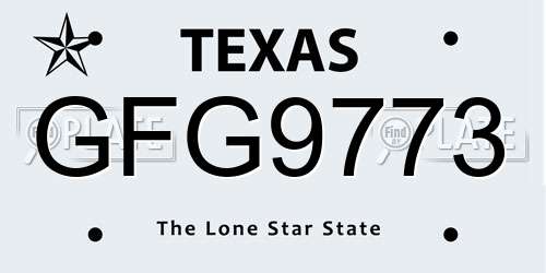 GFG9773 Texas License Plate