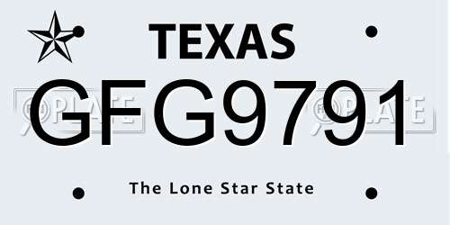 GFG9791 Texas License Plate