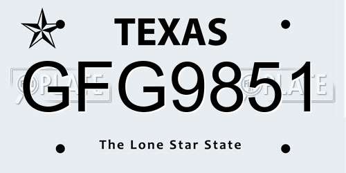 GFG9851 Texas License Plate