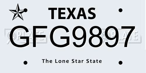 GFG9897 Texas License Plate