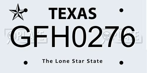GFH0276 Texas License Plate