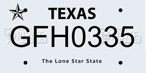 GFH0335 Texas License Plate
