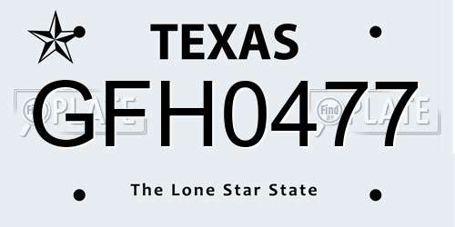 GFH0477 Texas License Plate