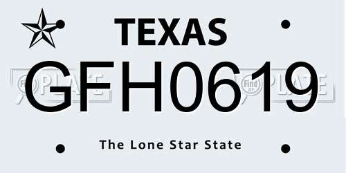 GFH0619 Texas License Plate