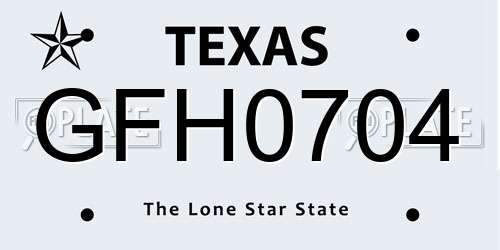 GFH0704 Texas License Plate