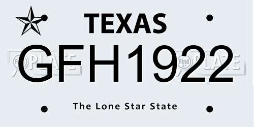 GFH1922 Texas License Plate