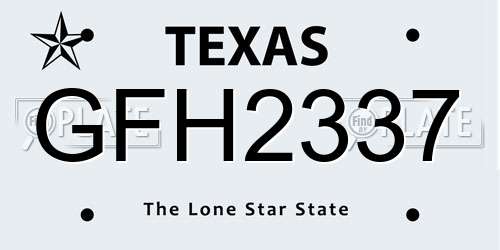 GFH2337 Texas License Plate