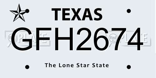 GFH2674 Texas License Plate