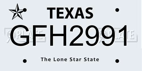 GFH2991 Texas License Plate