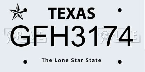 GFH3174 Texas License Plate