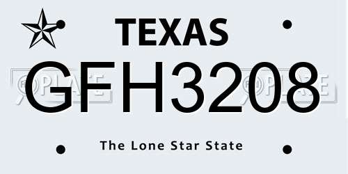 GFH3208 Texas License Plate