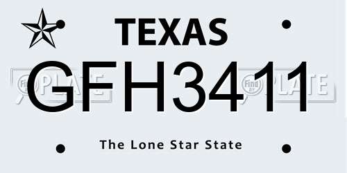 GFH3411 Texas License Plate
