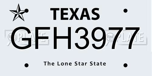 GFH3977 Texas License Plate