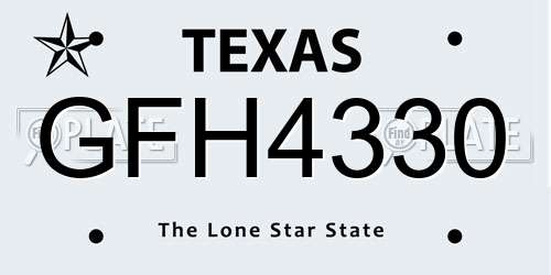 GFH4330 Texas License Plate