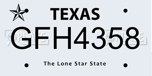 GFH4358 Texas License Plate