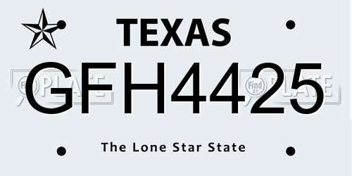 GFH4425 Texas License Plate