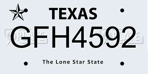 GFH4592 Texas License Plate