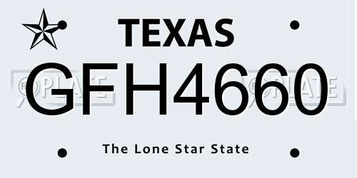 GFH4660 Texas License Plate
