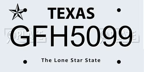 GFH5099 Texas License Plate