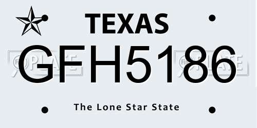 GFH5186 Texas License Plate