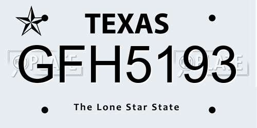 GFH5193 Texas License Plate