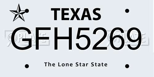 GFH5269 Texas License Plate