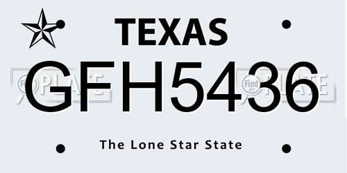 GFH5436 Texas License Plate