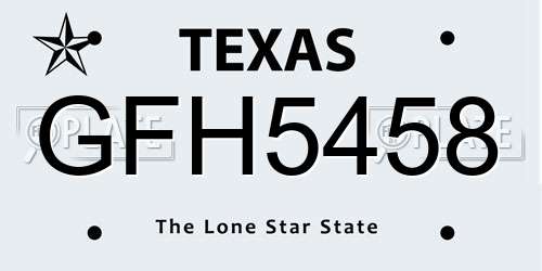 GFH5458 Texas License Plate