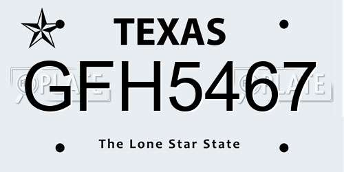 GFH5467 Texas License Plate