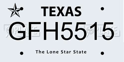 GFH5515 Texas License Plate