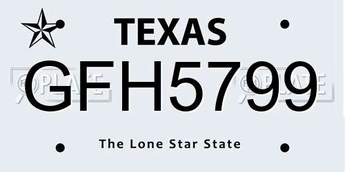 GFH5799 Texas License Plate