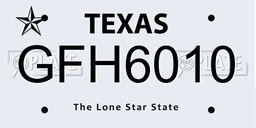 GFH6010 Texas License Plate