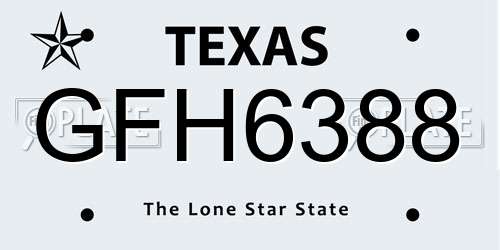 GFH6388 Texas License Plate