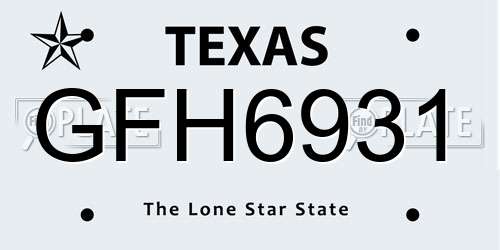 GFH6931 Texas License Plate