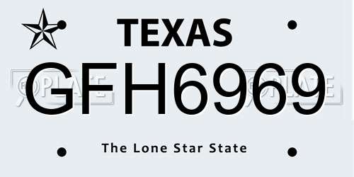 GFH6969 Texas License Plate