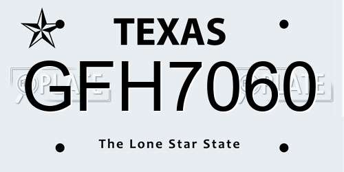 GFH7060 Texas License Plate