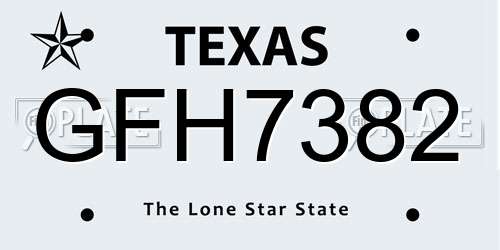 GFH7382 Texas License Plate