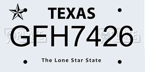 GFH7426 Texas License Plate