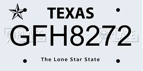 GFH8272 Texas License Plate