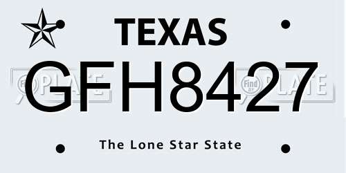 GFH8427 Texas License Plate