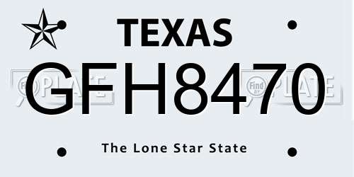 GFH8470 Texas License Plate