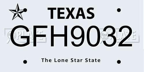 GFH9032 Texas License Plate