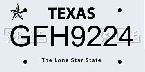 GFH9224 Texas License Plate