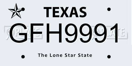 GFH9991 Texas License Plate