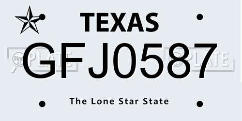 GFJ0587 Texas License Plate