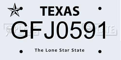 GFJ0591 Texas License Plate