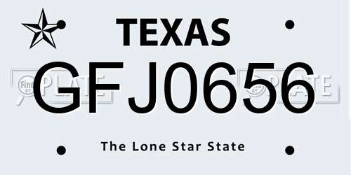 GFJ0656 Texas License Plate